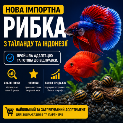 Нова поставка імпортних рибок з Таїланду та Індонезії