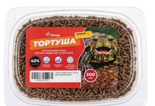 Сухий корм для черепах в гранулах BioDesign "Тортуша юніор", 200 мл